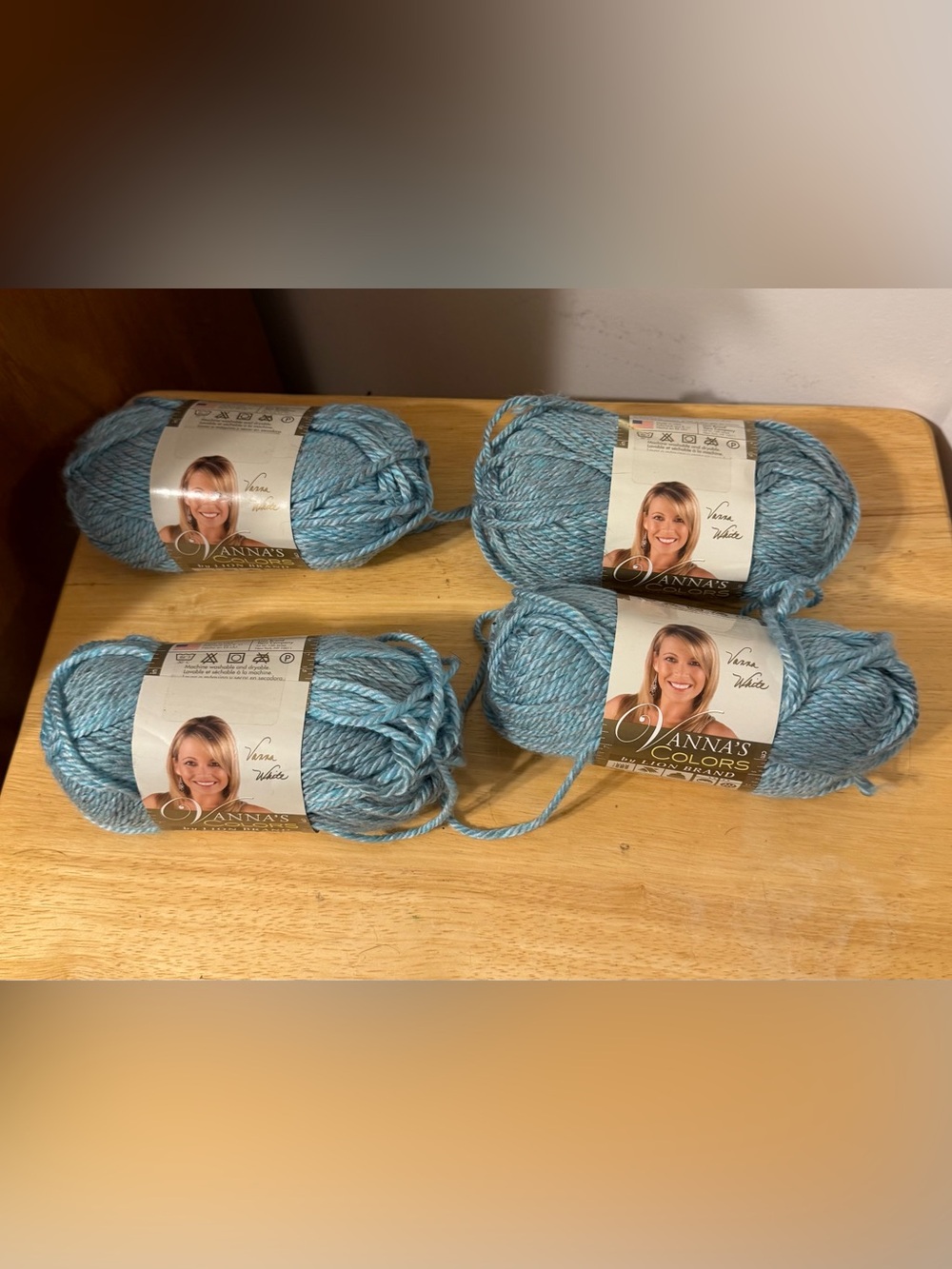 Vanna White Light Blue Acrylic Blend Yarn (Lagoon Blue) - 4 Skeins